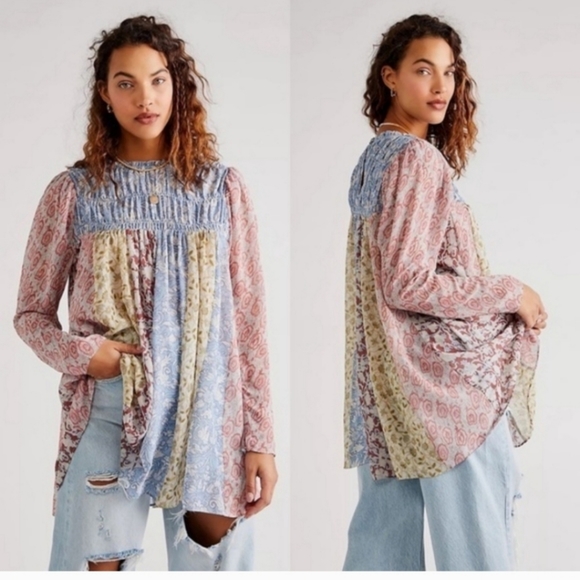 Free people Merrie Mixed-Print Tunic size s new - Picture 9 of 14